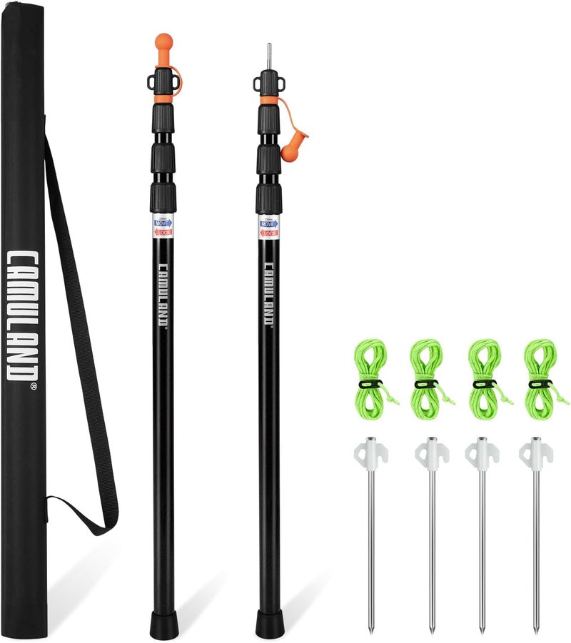 CAMOLAND Tarp Poles, Set of 2, 31.1" - 90.6” Aluminum Tent Poles for Tarp Adjustable, Lightweight Portable Telescoping for Camping, Hiking, Hammock Awning/Outdoor Activities-4 Section - Image 1